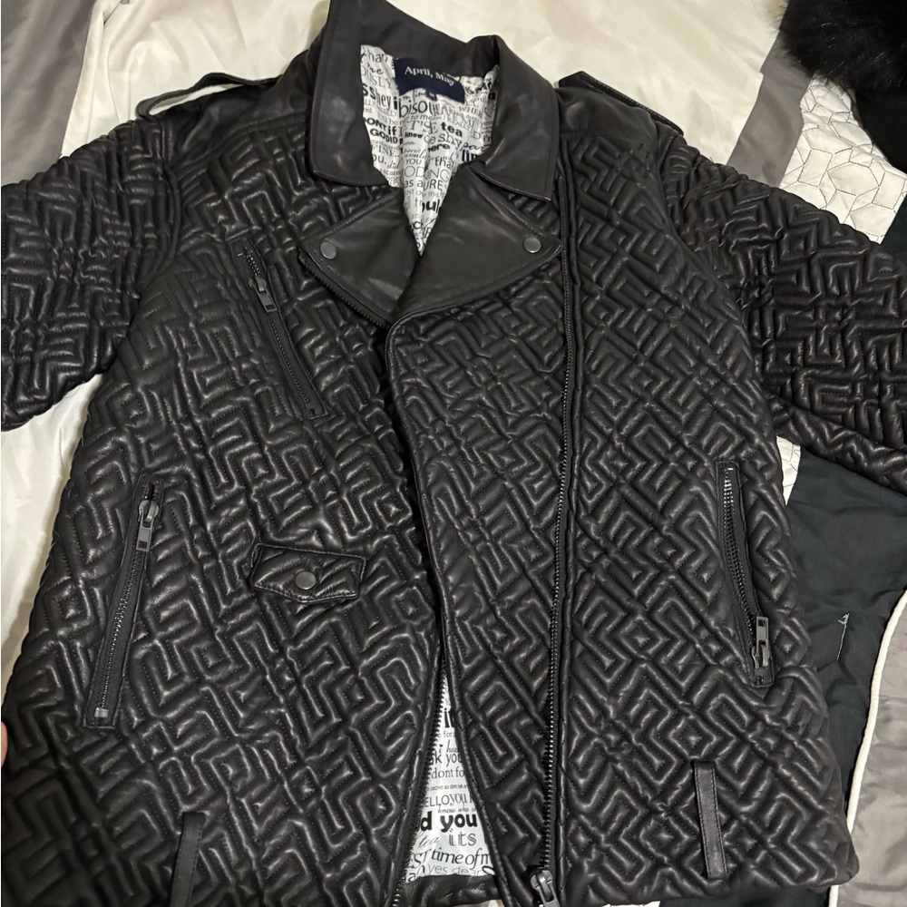 April , may brand leather jacket size M like new worn twice